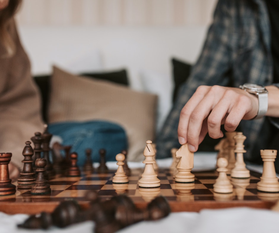 Two men playing chess