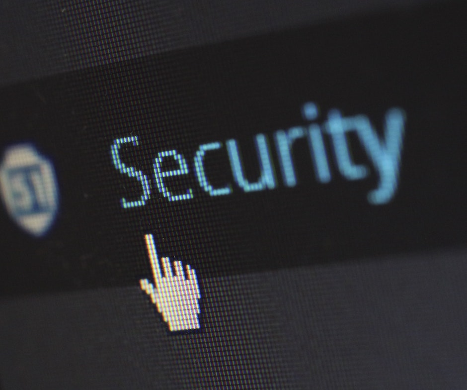 cursor point on text security word on a monitor