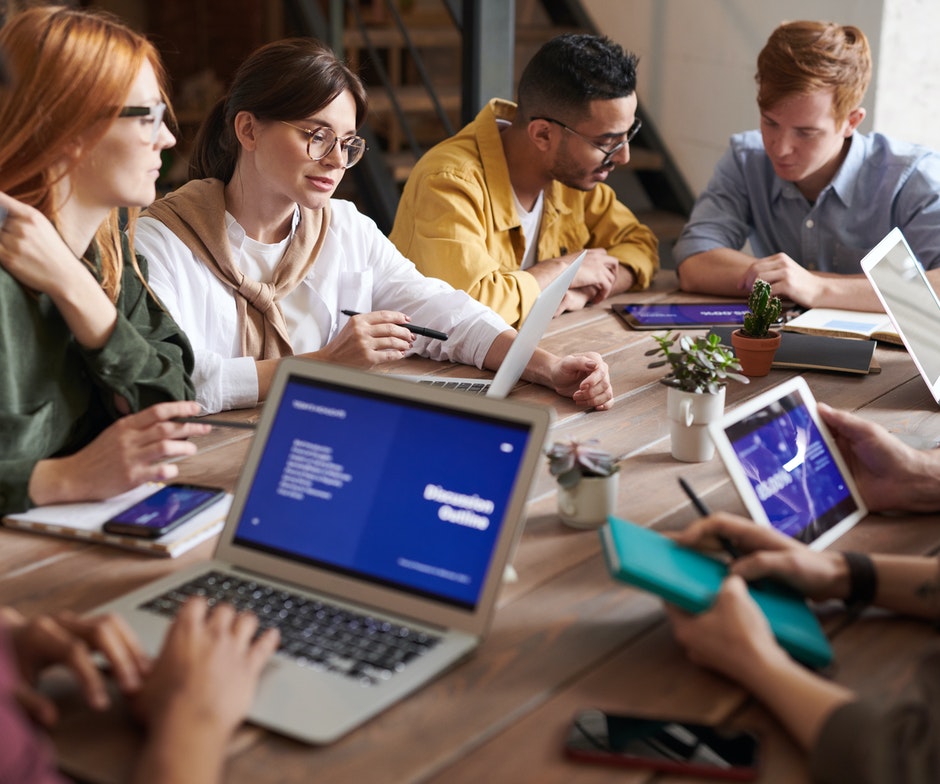 People working at a table